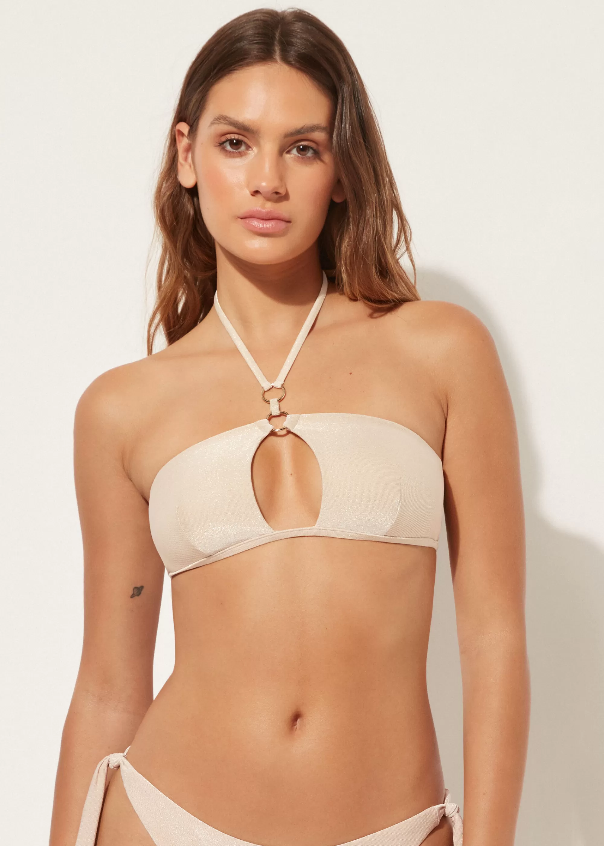 Calzedonia Bandeau Bikini Golden Gleam>Mujer Tops Bikini