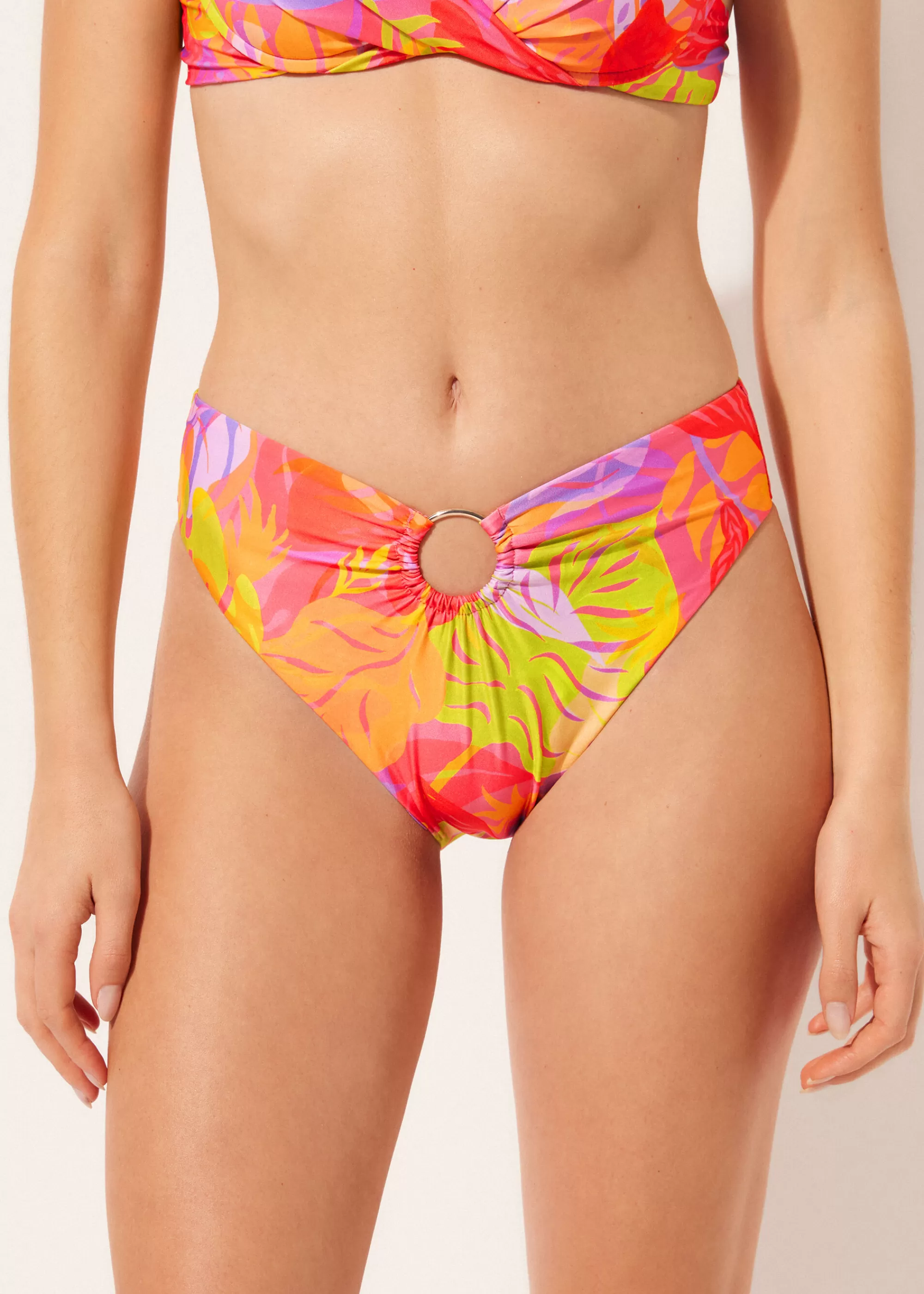 Calzedonia Braguita Cintura Alta Bikini Tropical Pop>Mujer Bikini | Braguitas Bikini