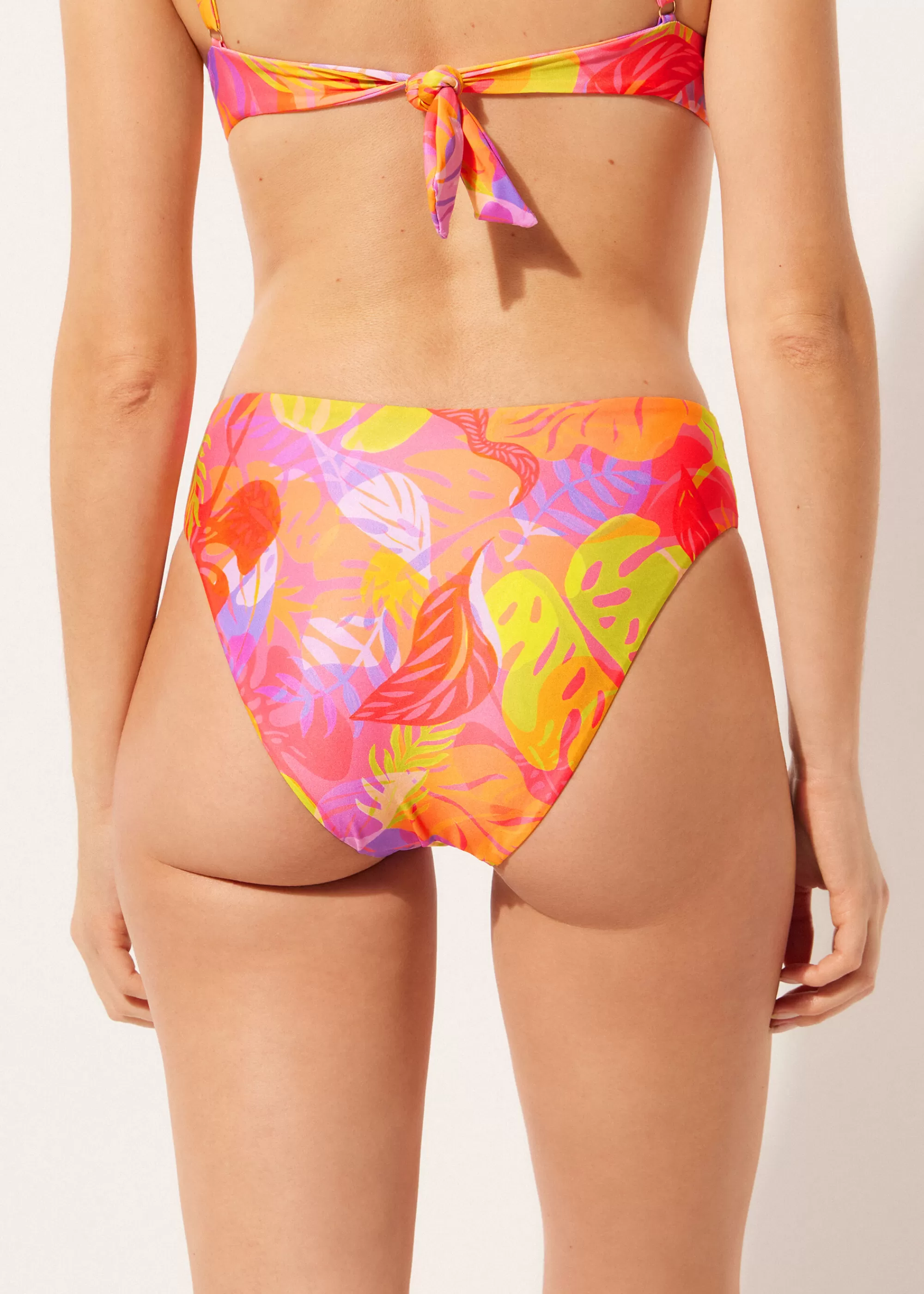 Calzedonia Braguita Cintura Alta Bikini Tropical Pop>Mujer Bikini | Braguitas Bikini