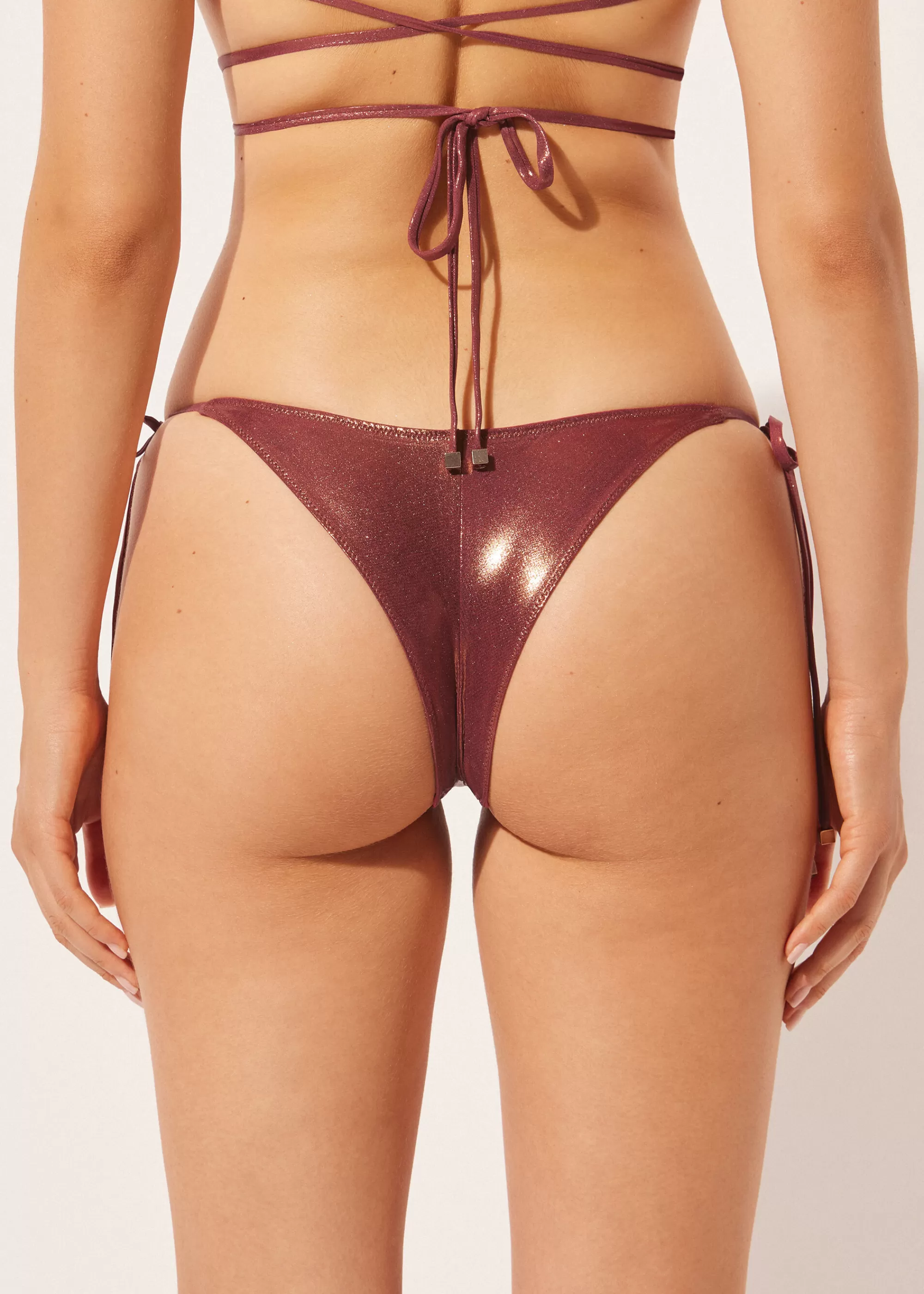 Calzedonia Brasileña Bikini Cordones Metallic Skin>Mujer Bikini | Braguitas Bikini