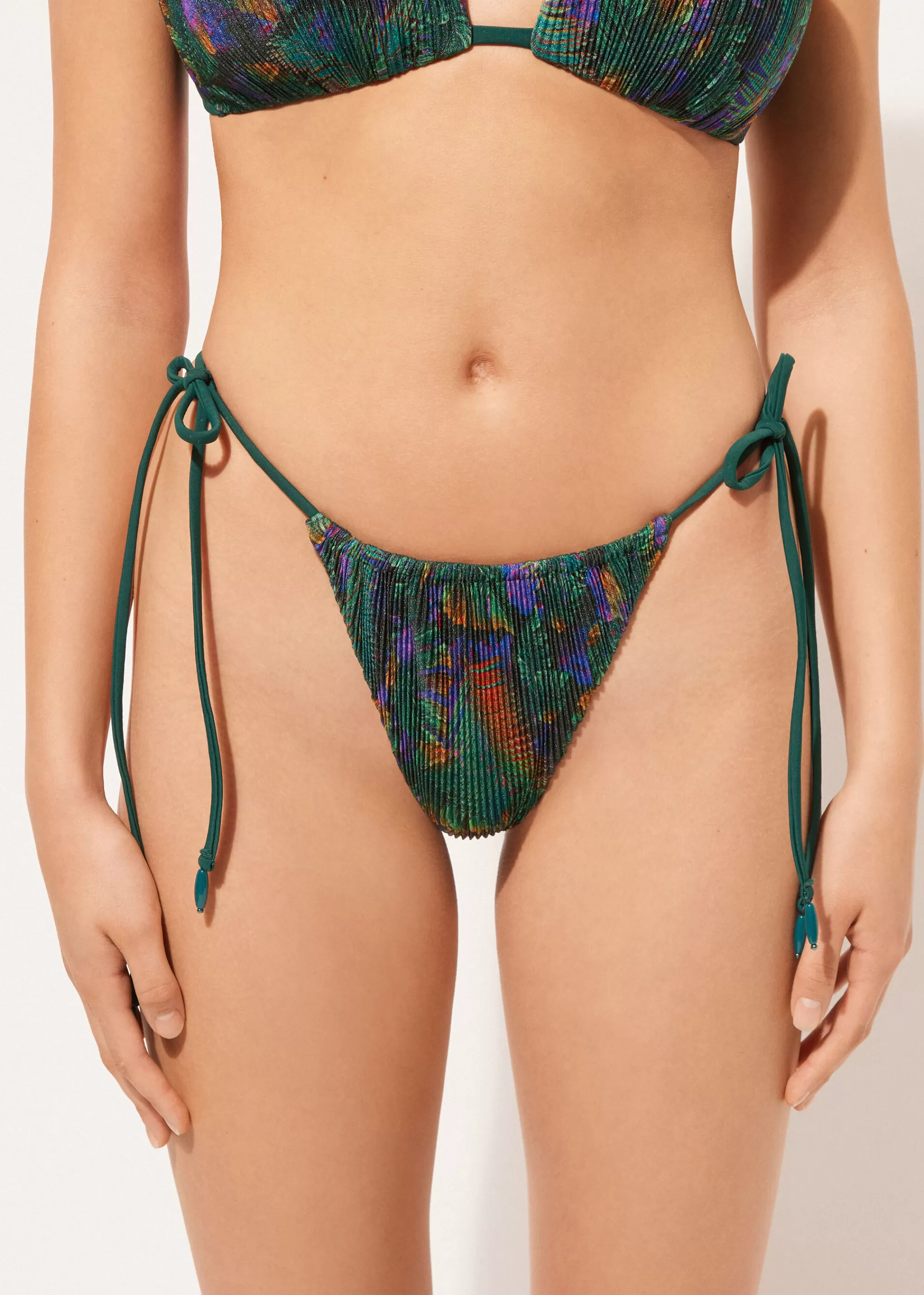 Calzedonia Brasileña Bikini Cordones Night Foliage>Mujer Bikini | Braguitas Bikini