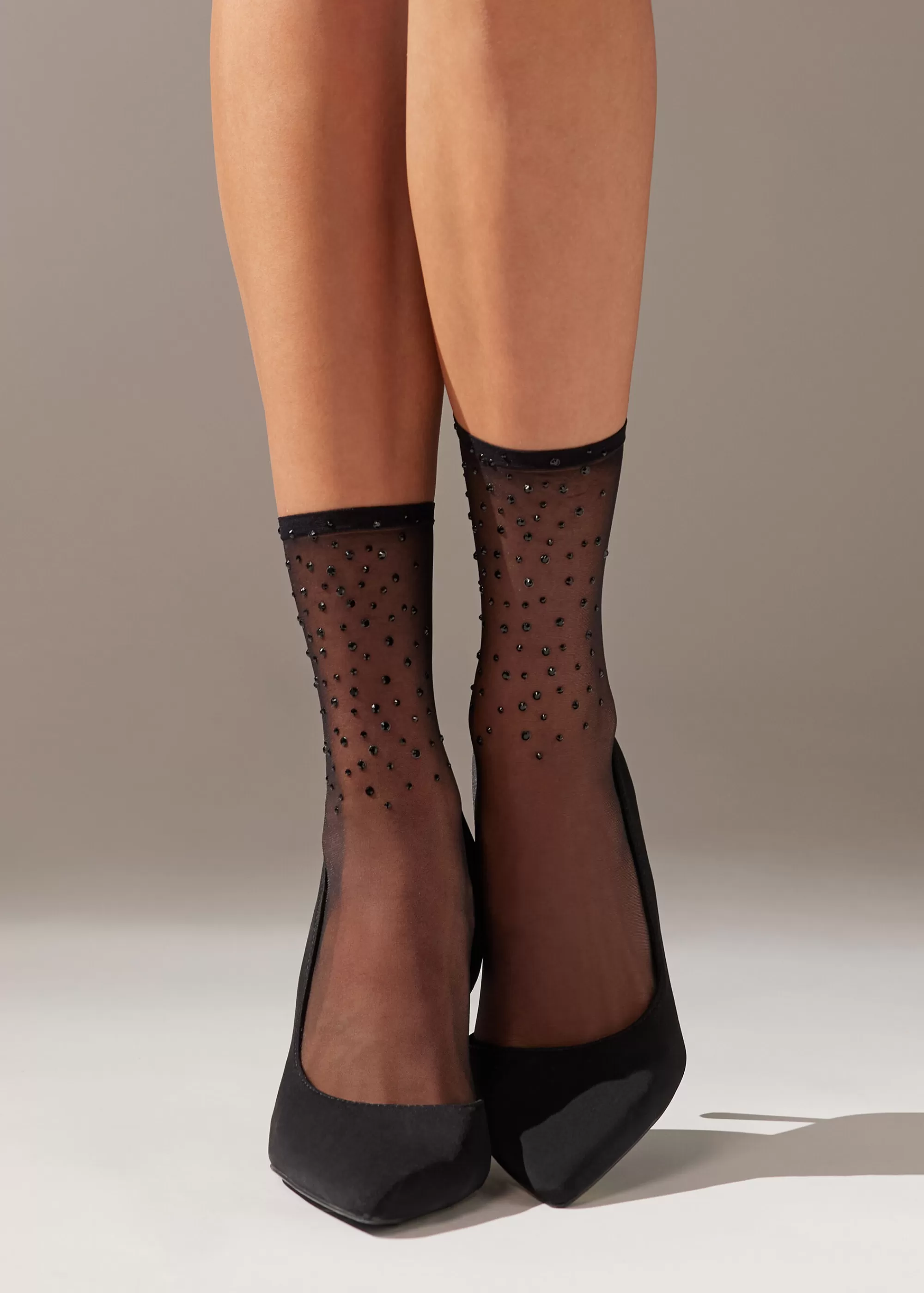 Calzedonia Calcetines Cortos Transparentes Con Strass>Mujer Calcetines Cortos