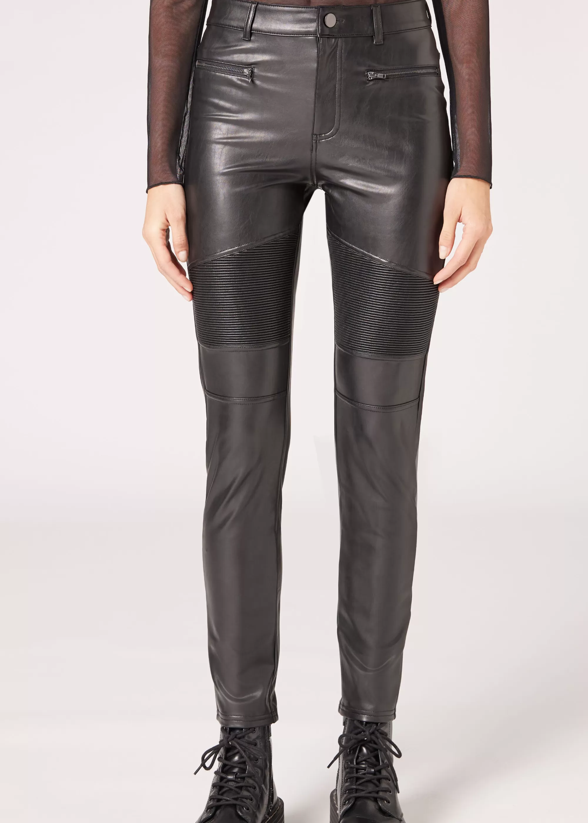 Calzedonia Leggings Biker Skinny Encerados Térmicos>Mujer Pantalones