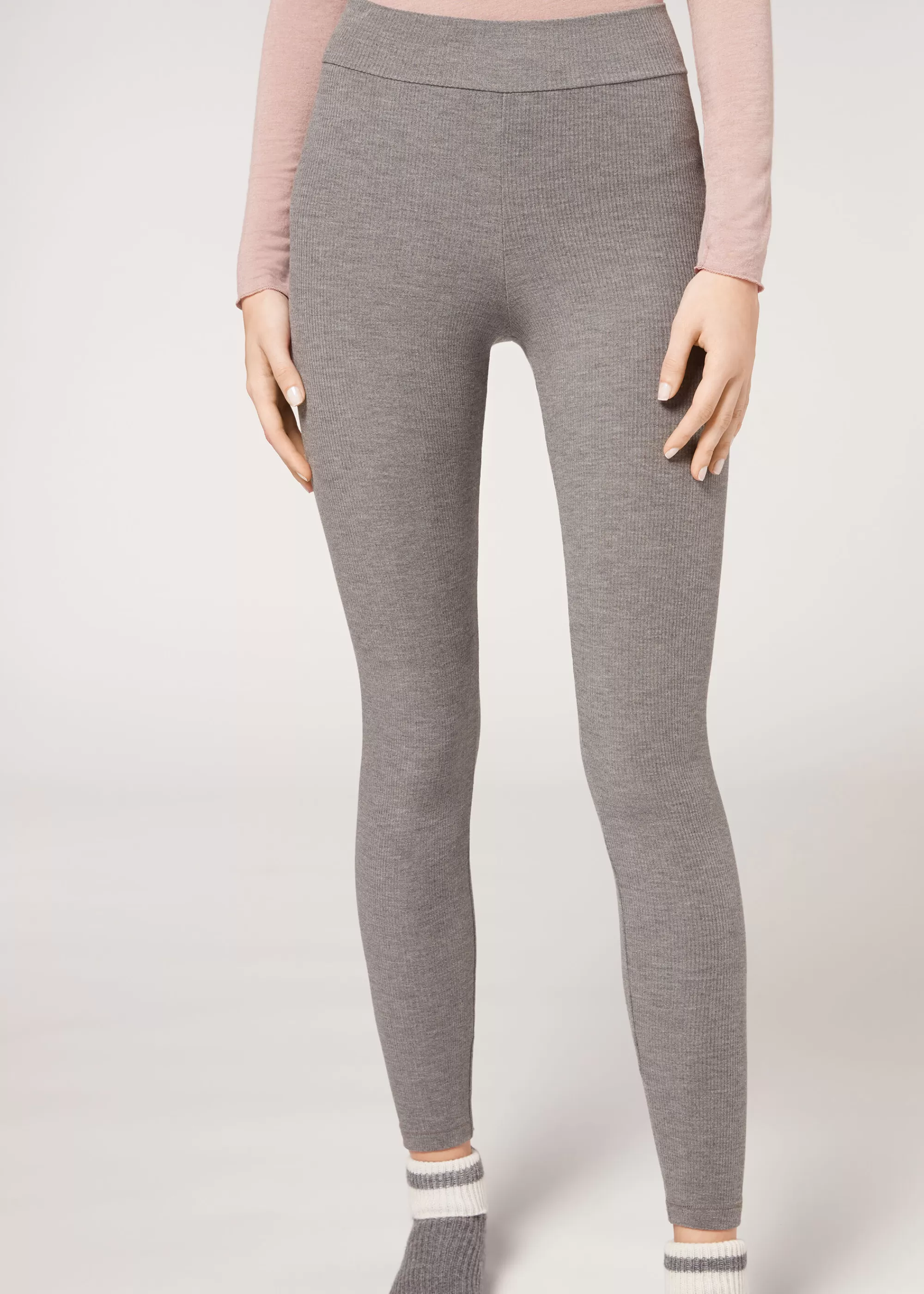 Calzedonia Leggings De Canalé Con Cachemira>Mujer Leggings