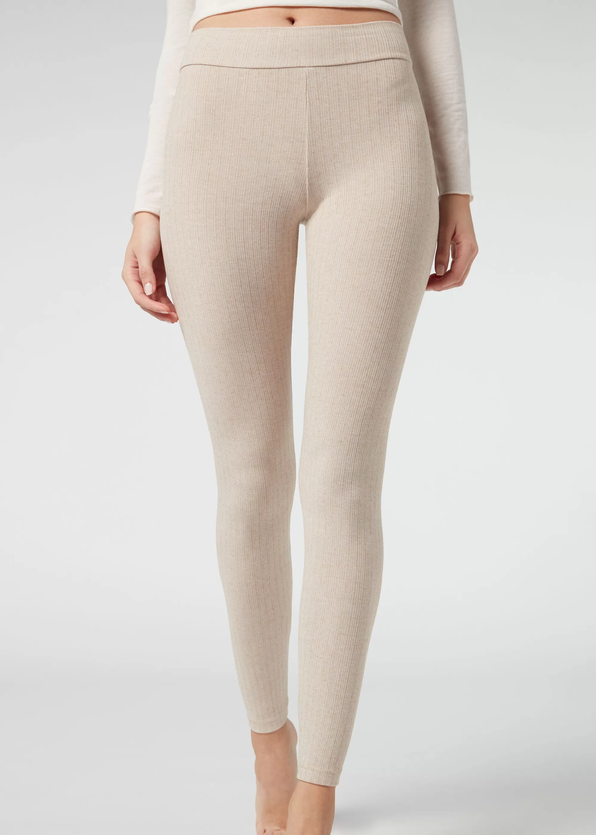 Calzedonia Leggings De Canalé Con Cachemira>Mujer Leggings