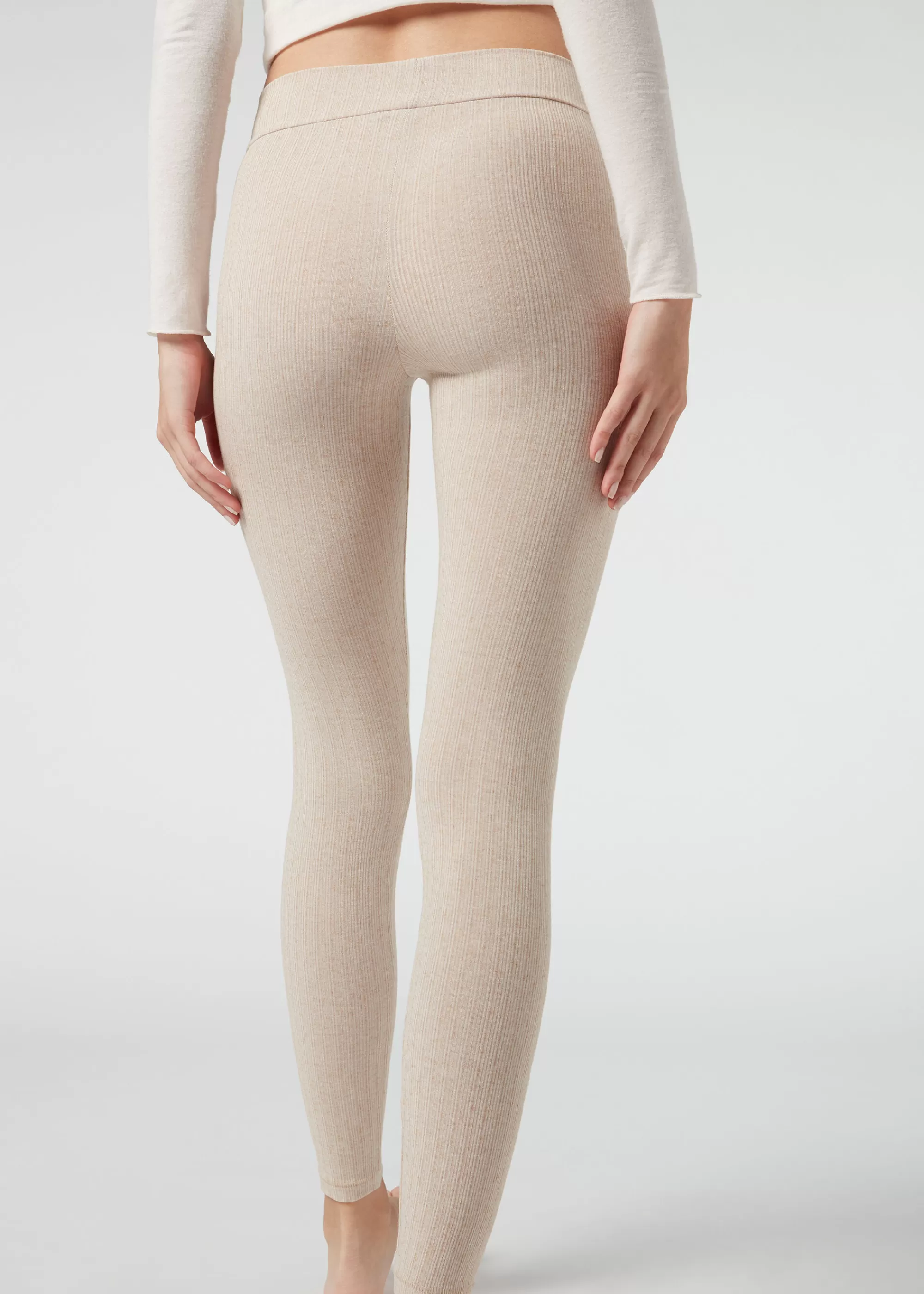 Calzedonia Leggings De Canalé Con Cachemira>Mujer Leggings