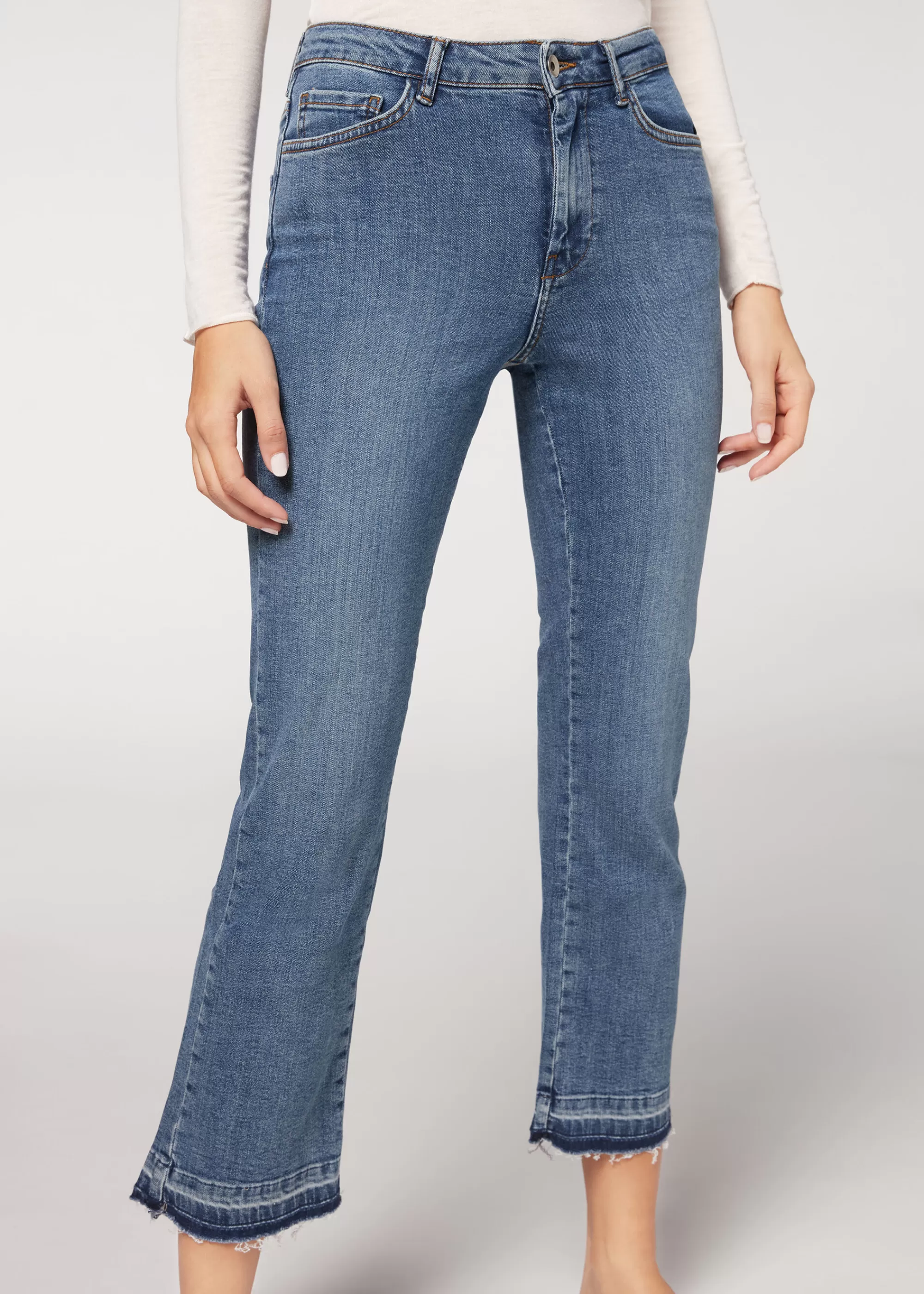 Calzedonia Vaqueros Cropped Acampanados>Mujer Vaqueros | Pantalones