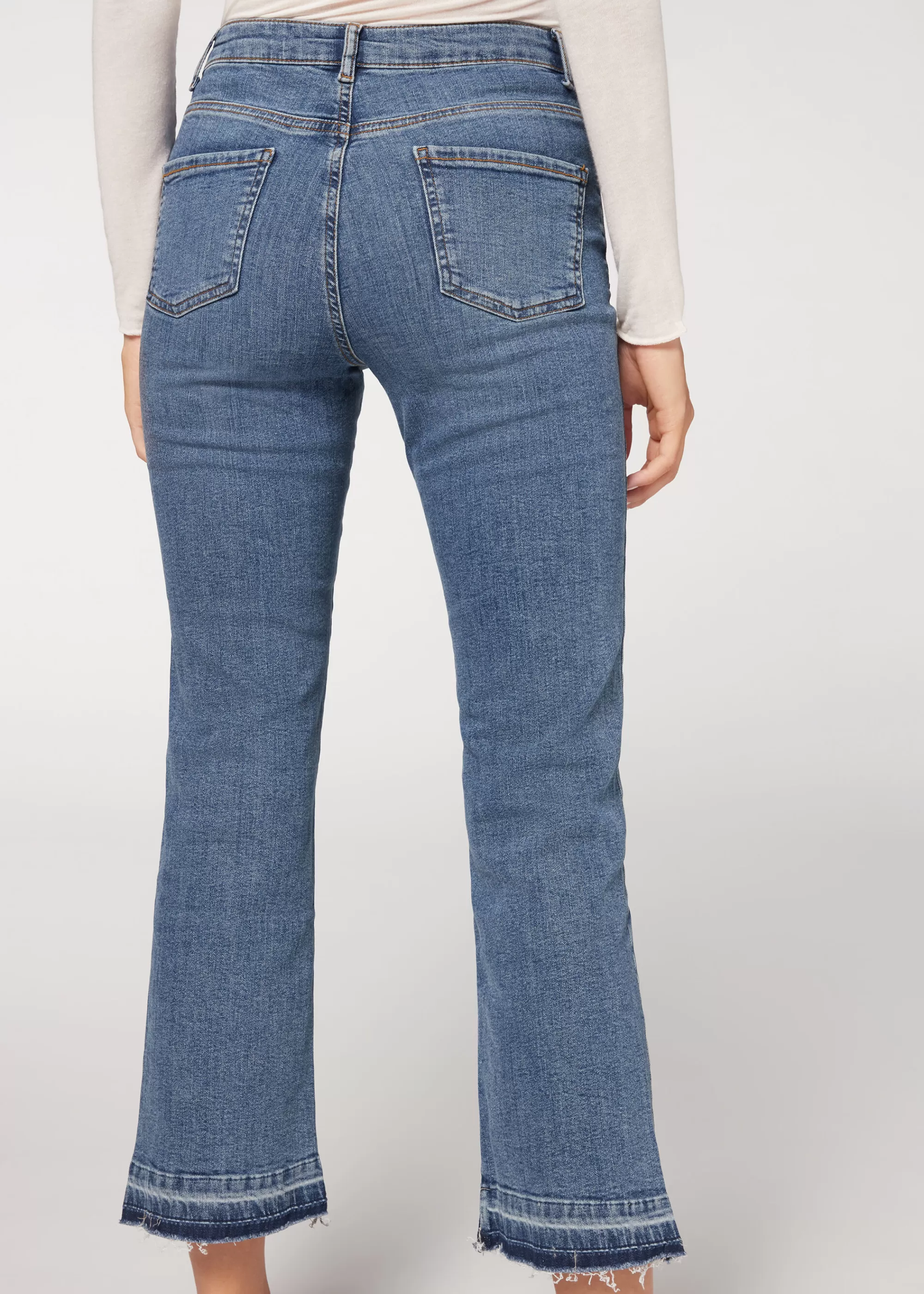 Calzedonia Vaqueros Cropped Acampanados>Mujer Vaqueros | Pantalones